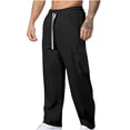 thumbnail image 1 of RKSTN Mens Pants Loose Soft Solid Color Elastic Waist Straight Tube Drawstring Pocket Workwear Pants Outdoor Hiking Workout Pants, 1 of 4