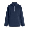 thumbnail image 4 of Yuyuzo Womens Fuzzy Fleece Sweatshirts Plus Size Half Zip Long Sleeve Oversized Pullover Tops, 4 of 5