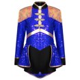 thumbnail image 3 of RUNQHUI Enfants Filles Ringmaster Cirque Manches Longues Justaucorps Uniforme de Marche Performance Magicien Tenues Bleu Royal 10, 3 of 7