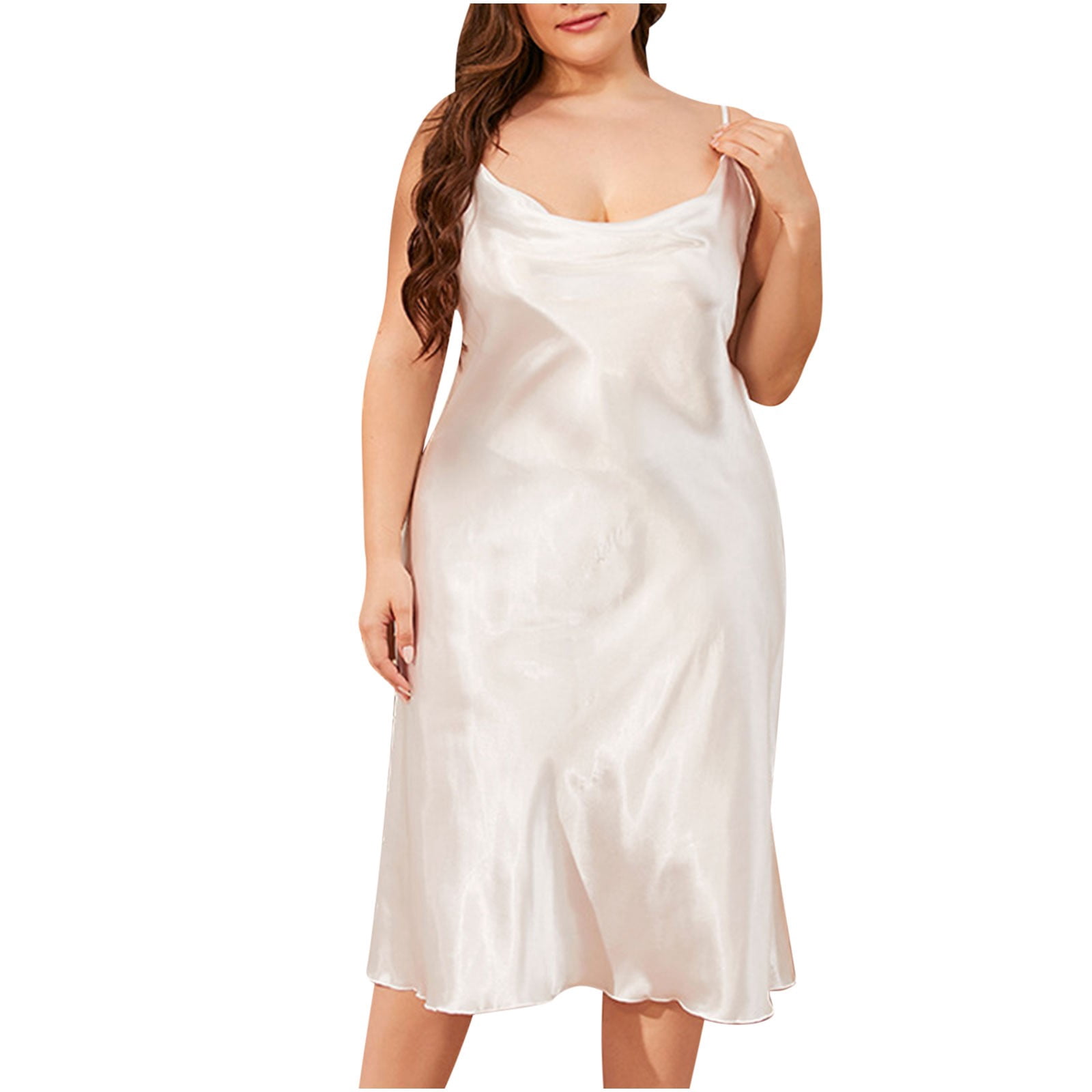 Timegard Vêtements de Nuit pour Femmes Nuisettes Sans Manches à Col Bénitier Douces à Bretelles Spaghetti Ajustables Robe de Nuit