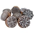thumbnail image 2 of Lot Of 8 Pcs Indian Wooden Textile Stamps Hand Carved Printing Block Brown Stamp, 2 of 4
