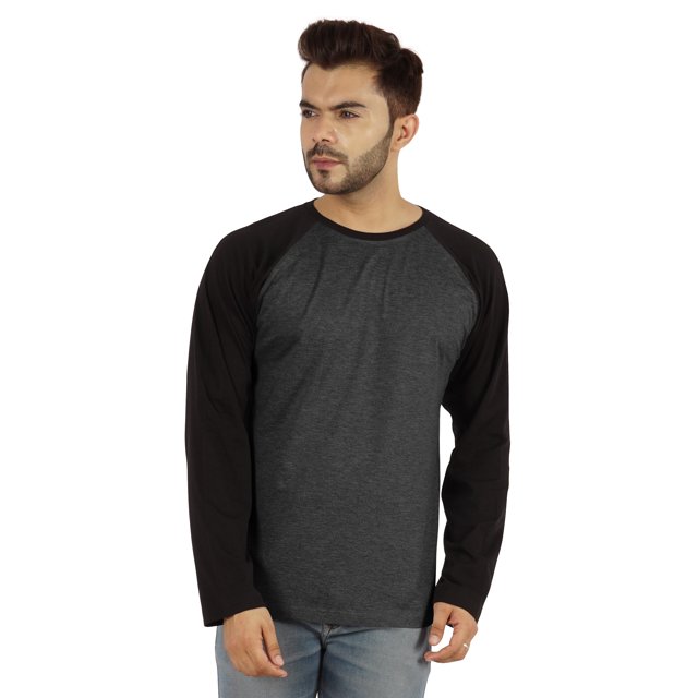 Inkmeso Men's Regular Fit Round Neck Shirt Solid Raglan Long Sleeve T-Shirts