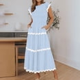 thumbnail image 2 of AherBiu Robes pour Femmes 2024 Décontracté Printemps Tendance à Blocs de Couleur Longue Robe Manches Cap A Robe Maxi, 2 of 7
