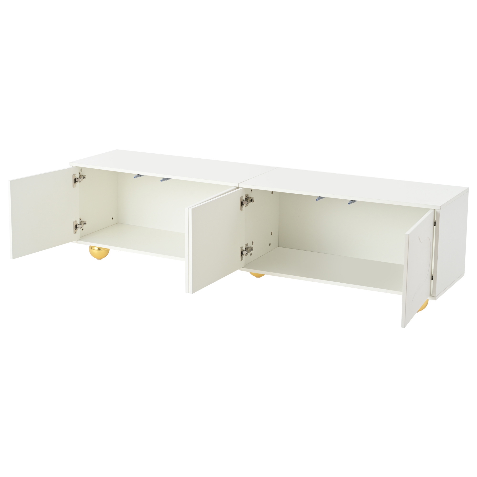 Meuble télé Noble House 64,8 pouces, console multimédia pour téléviseur de 65 pouces, blanc et bois naturel