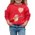 thumbnail image 1 of PMVFHDE Chandails à Col Rond Fille Automne et Hiver Saint-Valentin à la Mode et Intéressant Imprimé Chiot Chandail à Capuchon pour Enfants Rouge Melon D\'eau, 2-3 Ans, 1 of 4
