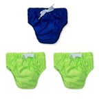 KaWaii Baby Reusable Swim Diaper Training Pant, Value Pack of 3 (2 Green & 1 Blue) Size S (12-25 LBS)