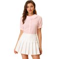 thumbnail image 1 of INSPIRE CHIC Blouse à Boutons Vichy pour Femme à Col Peter Pan avec Volants m Rose, 1 of 5