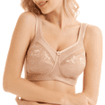 thumbnail image 3 of BIMEI Women's Mastectomy Bra Pockets Wireless Post-Surgery Invisible Pockets for Breast Forms Flower Embroidery Everyday Bra Sleep Bra 2118,Beige, 36A, 3 of 8