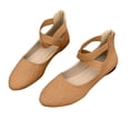 thumbnail image 1 of Ladys Single Shoes Suede Surface Elastic Ankle Strap Soft Sole Pointy Toe Flats Bottom Ballet Rear Ankle Zipper Shoes New Large Size Shallow Mouth Elastic Flat Shoes Khaki, 1 of 7