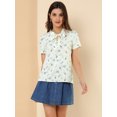 thumbnail image 3 of INSPIRE CHIC Women's Short Sleeve Tie Bow Neck Printed Blouse, 3 of 6