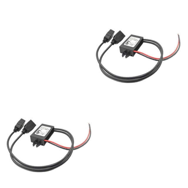 pitrice Vehicle 12V to 5V Buck Converter Simple Electricity Adapter Car Mounted Power Module Output Adapters As picture shown 8.4x5.5x1.9cm 2Set