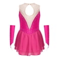 thumbnail image 4 of Aislor Robe de Patinage Artistique pour Fille, Robe de Danse Ballet Sans Manches en Maille avec Strass, Justaucorps de Gymnastique Rythmique avec Gants, Rose Vif 14, 4 of 7