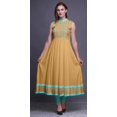 thumbnail image 2 of Bimba Robe Anarkali pour Femmes Orange Pâle à Imprimé Géométrique, Col Mandarin, Designer, Ethnique Indienne, Kurta, Moyen, 2 of 6