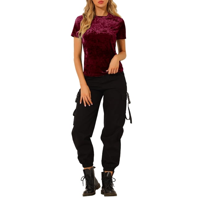 INSPIRE CHIC T-Shirt Décontracté à Manches Courtes et Col Rond en Velours pour Junior, Idéal pour les Fêtes de Noël