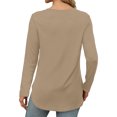 thumbnail image 4 of Pisexur Hauts pour Femmes Décontractés Col Rond T-Shirts Couleur Unie Été Classique Manches Longues Tuniques Tendance Blouses Automne, 4 of 6
