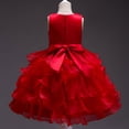 thumbnail image 4 of MIASHUI Robe de Concours pour Filles, Robe de Fête à Volants avec Fleurs, Robe de Bal de Mariage pour Enfants, Robe de Princesse Formelle, Rouge, 3-4 Ans, 4 of 4