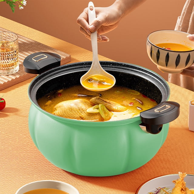 Autocuiseur à Vide Multifonction de 8 L en Forme de Citrouille, Marmite à Soupe Antiadhésive en Acier Inoxydable avec Couvercle, Grande Capacité pour la Cuisine Familiale