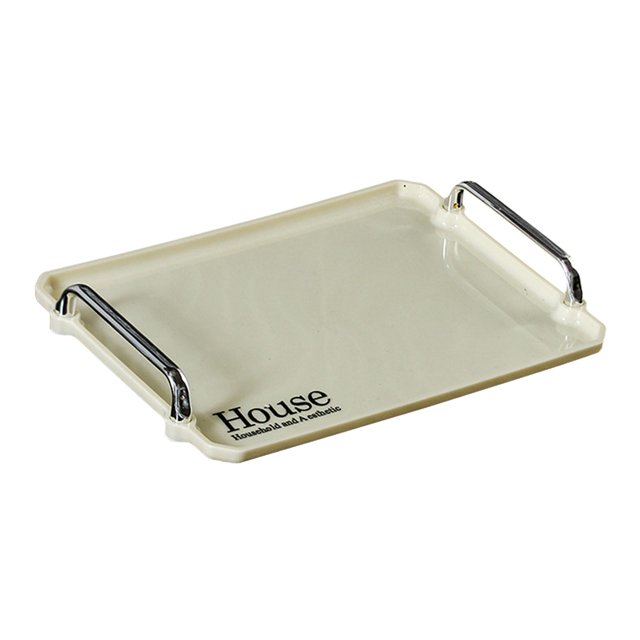 veasfak Hollow Handle Serving Tray, Rectangular Tray with Handle, Lightweight Food Trays S and Black