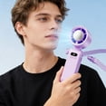 thumbnail image 5 of weibbin Portable Handheld Fan with Fully Transparent Body Colorful LED Lanyard 3 Wind Speeds Night Light USB Rechargeable for Travel Beach, 5 of 5