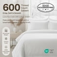 thumbnail image 3 of California Design Den Double Size Sheet Set - 600 Thread Count 100% Cotton Sateen, Soft & Breathable - True Ivory, 3 of 9