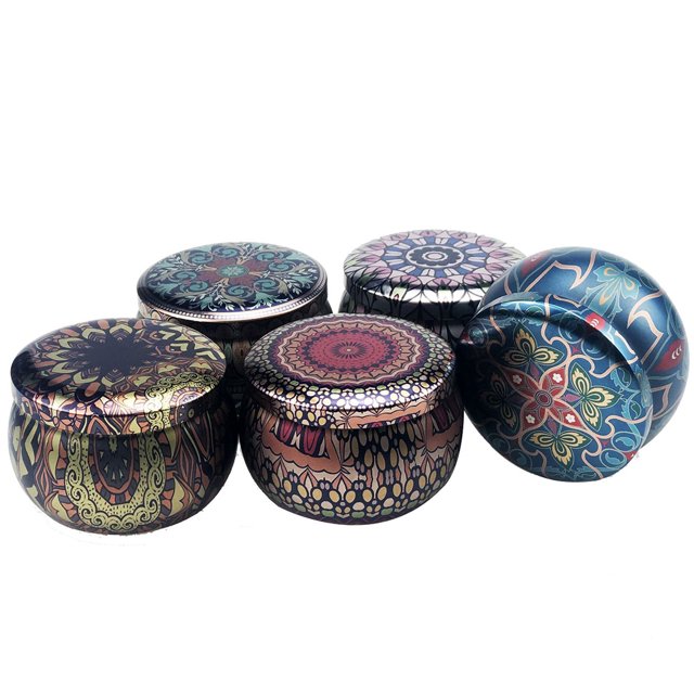Coofit 5PCS Candle Tin Creative Vintage Multiuse Tinplate Candle Container Candy Case