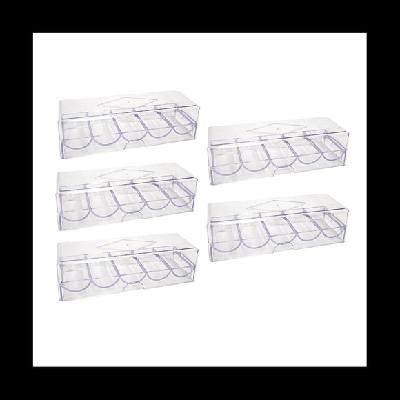 Clear Acrylic Poker Chip Rack with Cover/Casino Chip Tray with Lid, Holds 100 Chips Each,5 * Chip Tray with Lid,Transparent