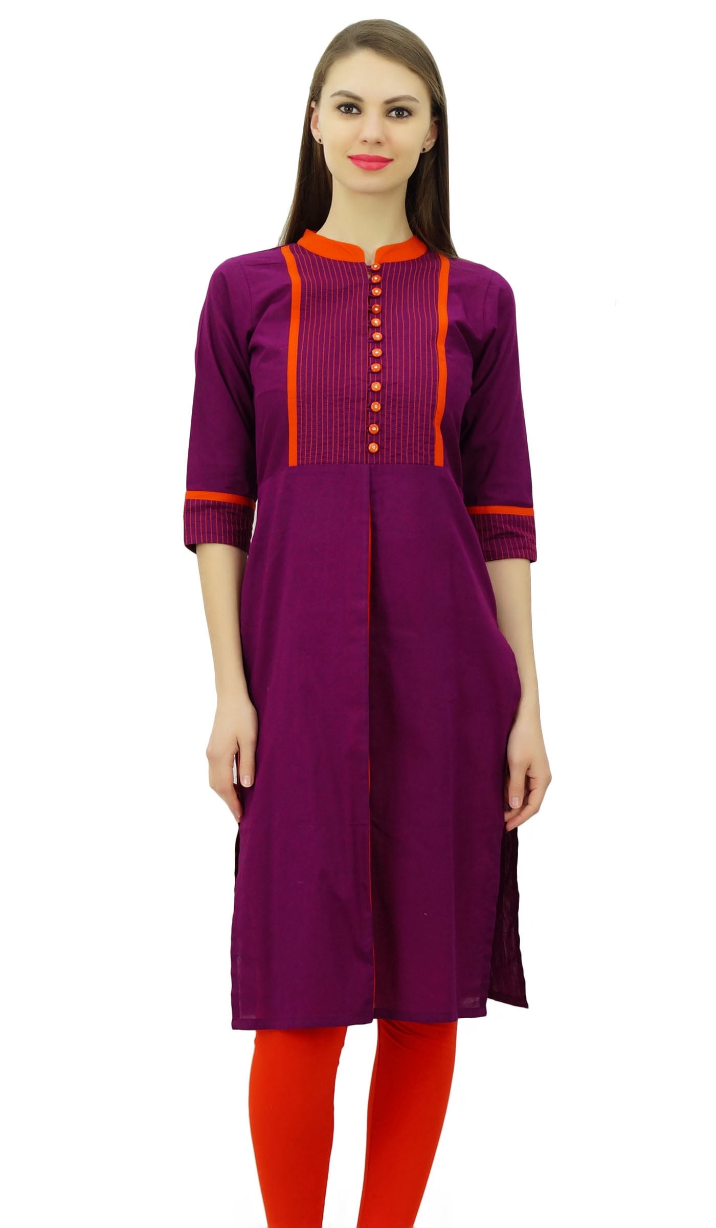 Phagun Women Mandarin Collar Straight Kurti Indian Designer Ethnic Dress