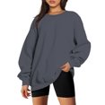thumbnail image 1 of Nouveaux Hauts pour Femmes 2023 Mode Manches Longues Col Rond Chandail en Molleton Ample Blouse Unie Coupe Décontractée Chandail en Molleton Oversize pour Femmes, 1 of 6