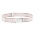 thumbnail image 3 of Ceinture Élastique Ajustable pour Enfants avec Boucle Carrée Argentée - Rayures Beige et Blanches, 3 of 4