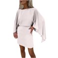 thumbnail image 1 of Gspmoly Robes d'Été pour Femmes 2025, Robe Raglan en Satin au Style Élégant pour Femmes, Robes d'Été pour Femmes Économies d'Été, 1 of 5