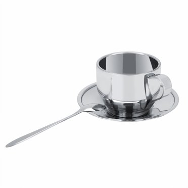Tasse à Café, Tasse à Café Isolée, Tasse à Thé Double Paroi avec Cuillère Soucoupe, Tasses à Café en Acier Inoxydable Vaisselle pour Cuisine Café