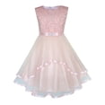 thumbnail image 1 of Flower Girls Dress Blush Belted Wedding Party Bridesmaid 6 Years, 1 of 7