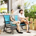 thumbnail image 2 of Outsunny Banc à Bascule Double pour Patio, Extérieur, en Acier, Tissu à Lanières, Bleu, 2 of 10