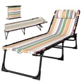 thumbnail image 1 of Outsunny Chaise Longue Pliante d'Extérieur, Chaise Longue Réglable à 4 Niveaux avec Appuie-Tête, Chaise de Bronzage Lit de Plage, Lit de Camp Inclinable pour Camping, Randonnée, Cour Arrière, Multicolore, 1 of 10