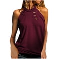 thumbnail image 2 of Hauts pour Femmes Aguichant à Encolure Ronde Ajourée, Camisole Sans Manches de Couleur Unie, 2 of 7
