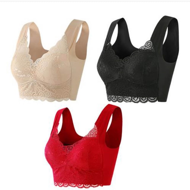 Timegard Plus Size Bras for Women Full-Coverage High Support Lace Wireless Comfortable Everyday Bras