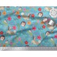 thumbnail image 3 of Soimoi Polyester Crepe Fabric Floral,Rabbit & Porcupine Cartoon Printed Fabric 1 Yard 52 Inch Wide, 3 of 3