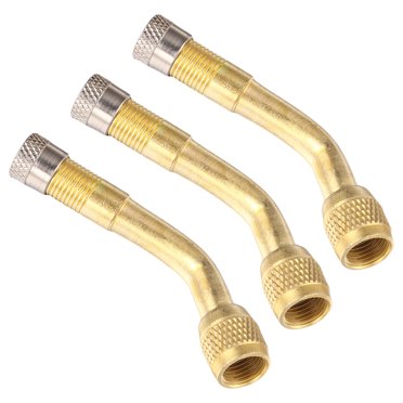 3 Pcs Adaptateurs d'Extension de Tige de Pneu, Goulot de Gonflage Incurvé à 135 Degrés, Convertisseur pour Voiture, Camion, Moto, Remorque, VR, Véhicule (Doré)