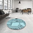 thumbnail image 4 of Ahgly Company Tapis d'Intérieur Lavable en Machine Carré Bleu Électrique Transitionnel, 3 Pieds Carré, 4 of 7
