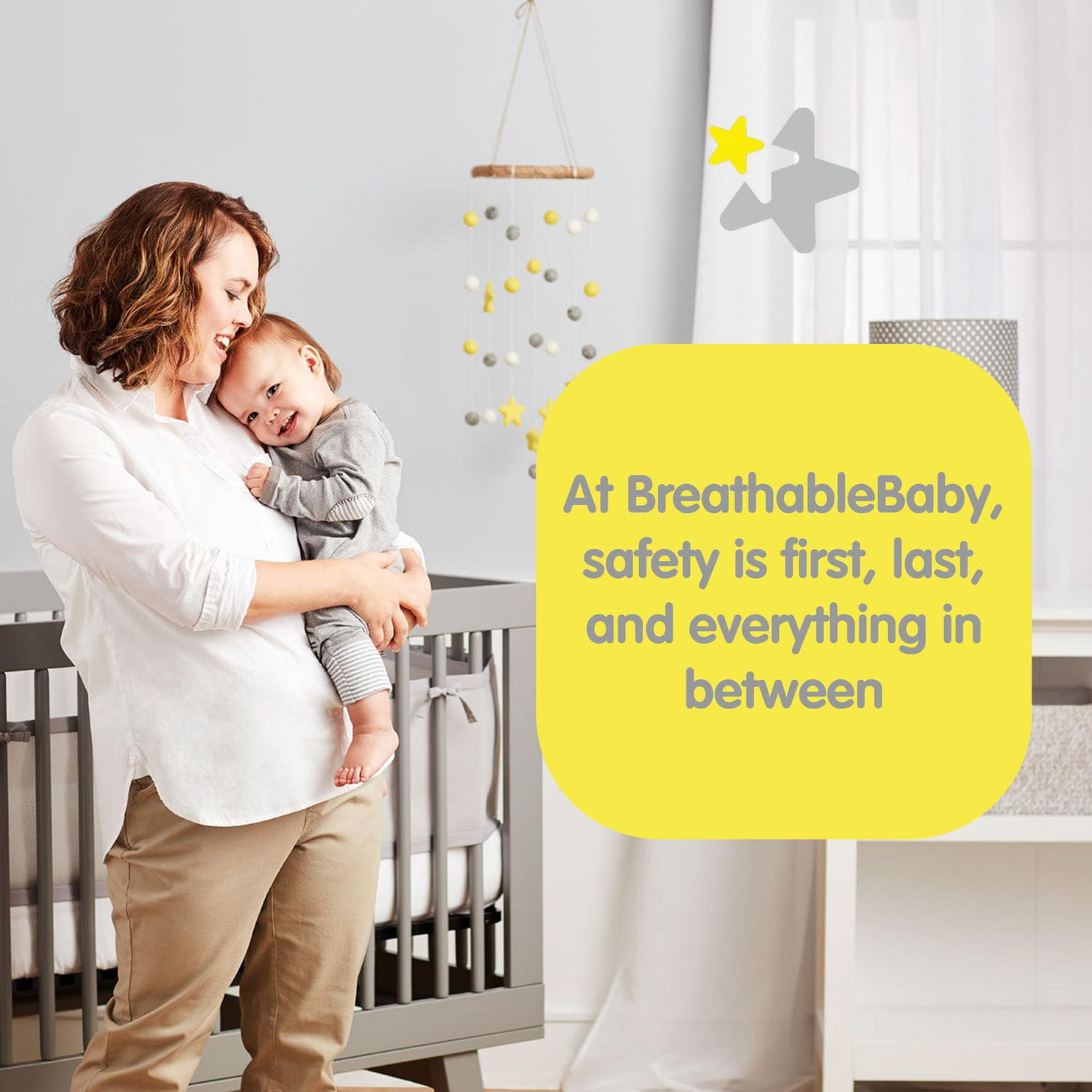BreathableBaby Doublure en maille respirante pour berceaux pleine grandeur, maille classique de 3 mm