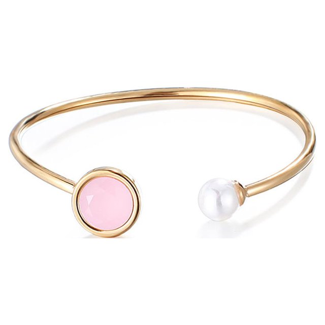 QualitChoice Woman Open Crystal Bracelet Steel Adjustable Hand Decor Round Bangle Girlfriend Jewelry for Dating Birthday Party Gift Jewelries Type 1 Type 2
