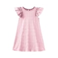 thumbnail image 1 of Mgmyaa Robe Fille à Manches Courtes, Couleur Unie, Ligne A, Manches Volantées, Robe Évasée à Volants, 4-15 Ans, 1 of 8