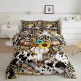 thumbnail image 1 of Erosebridal Sheep Skull Bedding King Comforter Set, Rustic Sunflower Down Comforter, Leopard Cheetah Print Decor, Reversible, 1 of 8