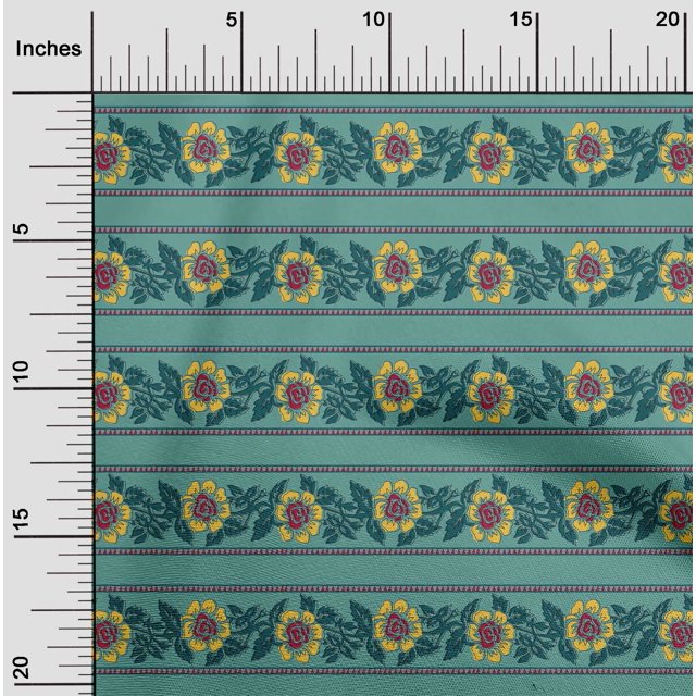 oneOone Cotton Flex Fabric Leaves & Floral Block Print Fabric BTY 40 Inch Wide
