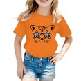 thumbnail image 1 of LUOGENLI T-Shirt pour Filles Enfant Filles Mignon Graphique Col Rond Manche Courte Tee Été Décontracté T-Shirt Chemises Plissées pour Filles Longueur Genou Orange 8-9 Ans, 1 of 5