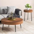 thumbnail image 3 of Harmijoy Table Basse Ronde Style Ferme Ensemble de 2 Tables d'Appoint Fini Naturel pour Salon, 3 of 8
