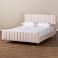 thumbnail image 2 of Baxton Studio Pink Fabric Upholstered and Gold Finished Full Size Platform Bed, 2 of 10