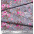 thumbnail image 2 of Soimoi Tissu en Voile de Coton à Rayures, Feuilles et Roses Imprimé Floral au Mètre 42 Pouces de Large, 2 of 3