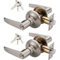 thumbnail image 1 of of Lever Keyed Entry Door Lever Handle Lock Universal Door Knob Hardware Nickel Brushed Color (MRCA), 1 of 5