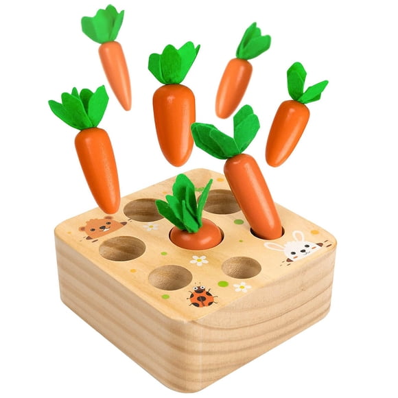 Jindong Montessori Toys for 1 Year Old Boys and Girls,Carrots Wooden Educational Toy Shape Size Sorting Puzzle Developmental Learning Gifts for Toddlers